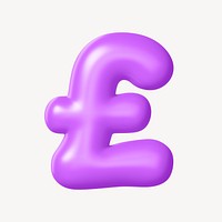 British pound sign, 3D purple balloon texture