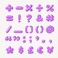 3D symbols, purple balloon texture set
