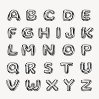 A-Z alphabet, 3D metallic balloon design set