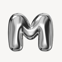 M alphabet, 3D chrome metallic balloon design