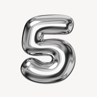5 number five, 3D chrome metallic balloon design