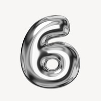 6 number six, 3D chrome metallic balloon design