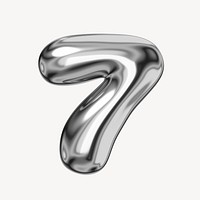 7 number seven, 3D chrome metallic balloon design