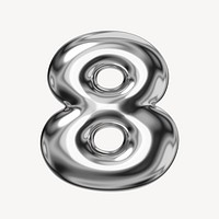 8 number eight, 3D chrome metallic balloon design