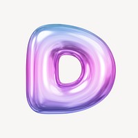 D letter, pink 3D gradient balloon English alphabet