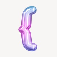 Curly bracket symbol, pink 3D gradient balloon design