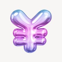 Japanese yen sign, pink 3D gradient balloon