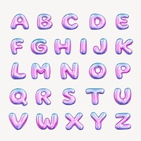 A-Z letters,  3D pink gradient balloon English alphabet set