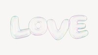 Love 3D word, transparent balloon design