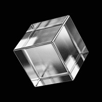 Crystal cube collage element, 3D geometric shape psd