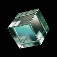 Crystal cube collage element, 3D geometric shape psd