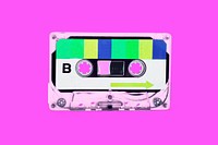 Retro cassette tape collage element psd