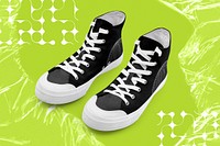 High top sneakers editable mockup, shoes design psd