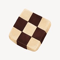 Checkerboard cookie, dessert food illustration psd