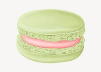 Green matcha macaroon, cute dessert illustration psd