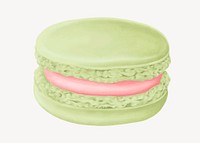 Green matcha macaroon, cute dessert illustration vector