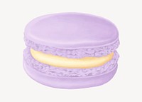 Purple macaroon, cute dessert illustration vector