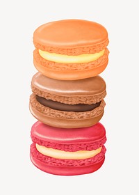 Colorful macaroons, cute dessert illustration vector