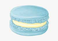 Blue vanilla macaroon, cute dessert illustration vector