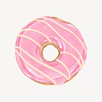 Strawberry donut, aesthetic dessert illustration psd