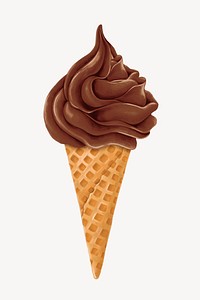 Chocolate soft serve, Summer dessert illustration vector