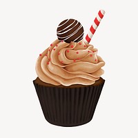 Chocolate cupcake, delicious bakery dessert illustration vector