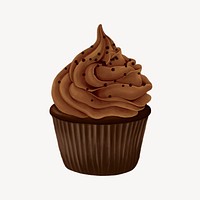 Chocolate cupcake, delicious bakery dessert illustration psd