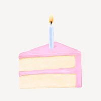 Birthday cake slice, dessert illustration vector