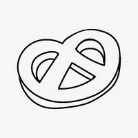 Crack pretzel, snack food doodle vector