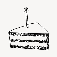 Birthday cake slice, dessert sketch