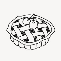 Cherry pie, bakery pastry doodle vector