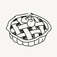 Cherry pie, bakery pastry doodle psd