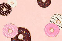 Pink donut frame background, dessert aesthetic illustration vector