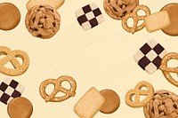 Beige biscuits frame background, dessert aesthetic illustration vector