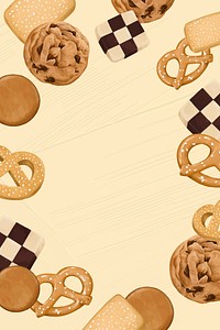 Beige biscuits frame background, dessert aesthetic illustration vector