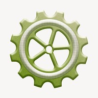 Green cogwheel, business collage element psd