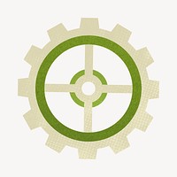 Green cogwheel, business collage element psd