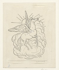 Pegasus flying in front of clouds (1891–1941) drawing in high resolution by Leo Gestel. Original from The Rijksmuseum.