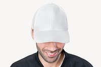 White cap mockup, headwear fashion psd