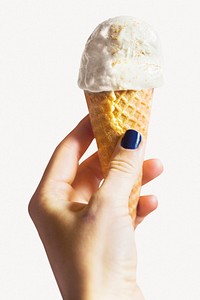 Vanilla ice-cream cone collage element, food design  psd