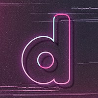 Pink neon glow letter d font typography