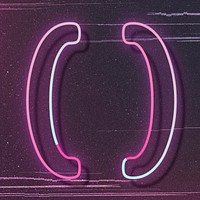 Pink neon glow round brackets symbol typography