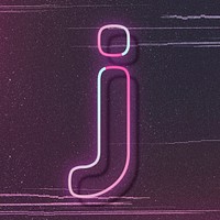 Pink neon glow letter j font typography