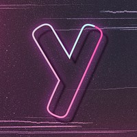 Pink neon glow letter y font typography