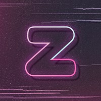 Pink neon glow letter z font typography