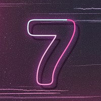 Number 7 pink neon font typography