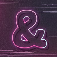 Glowing neon light ampersand sign