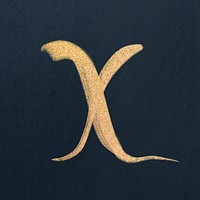 Calligraphy gold letter x typography font