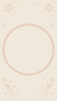 Aesthetic celestial mobile wallpaper, round frame illustration vector