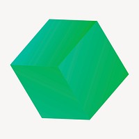 Green 3D block, geometric shape psd
